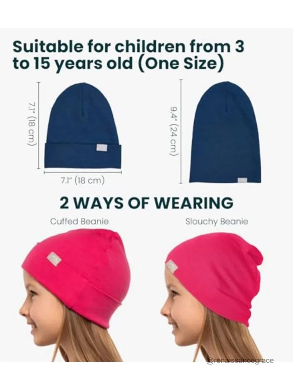 100% Merino Wool Kids Beanie Unisex Stretchy Toddler Hat